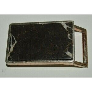 Vintage BILL LAVIN Brown LA DESIGN Marble Silver Tone Designer Belt Buckle RARE